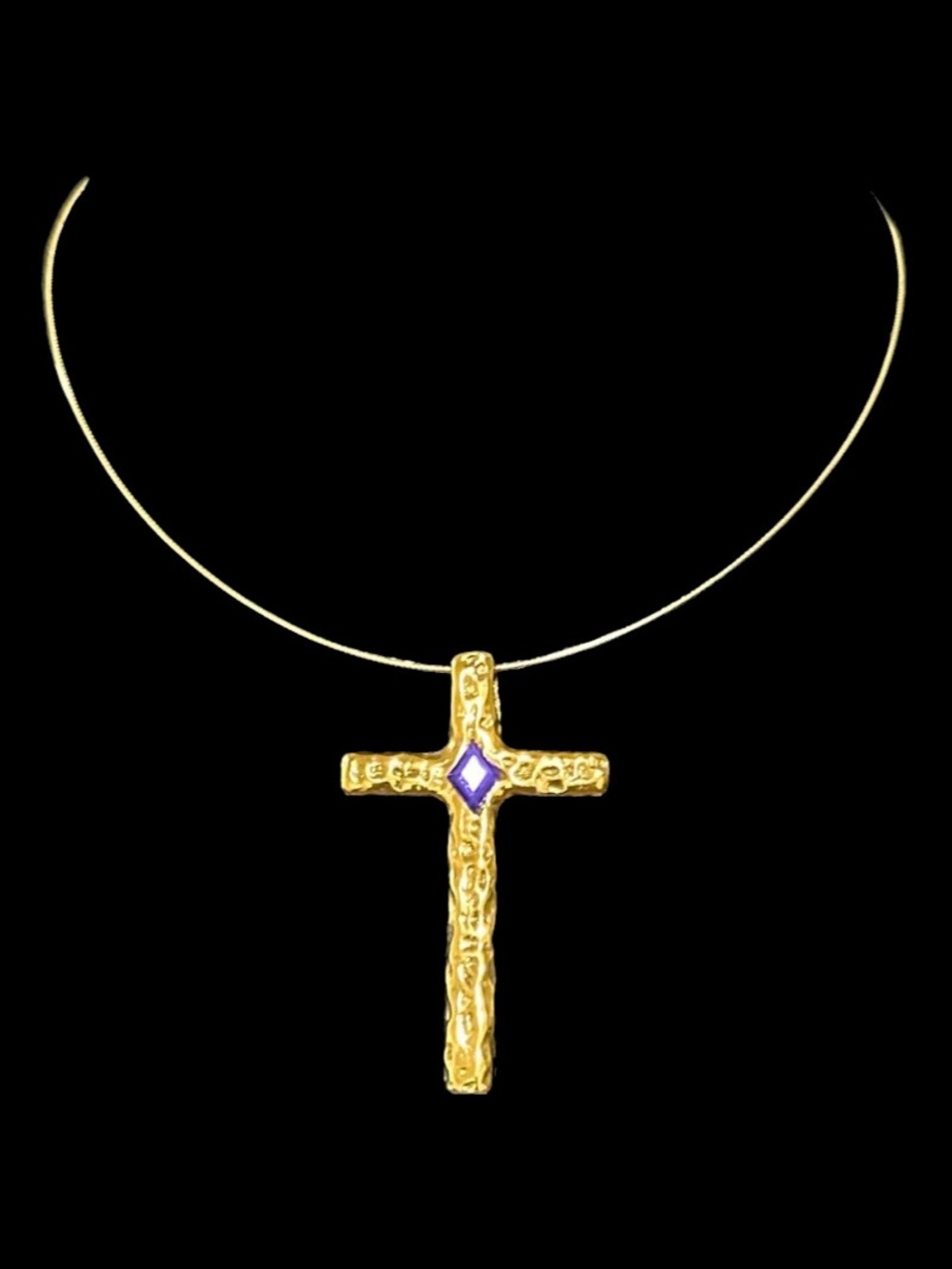 Joan Rivers Gold-Tone Cross Necklace with Purple Stone